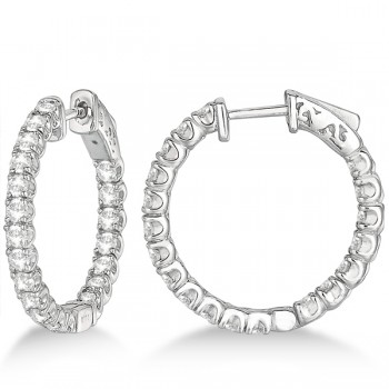 Medium Round Diamond Hoop Earrings 14k White Gold (2.00ct)