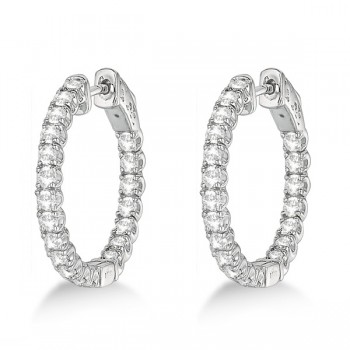 Medium Round Diamond Hoop Earrings 14k White Gold (2.00ct)