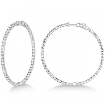 Stylish Large Round Diamond Hoop Earrings 14k White Gold (7.75ct)