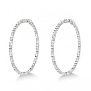 Stylish Large Round Diamond Hoop Earrings 14k White Gold (7.75ct)