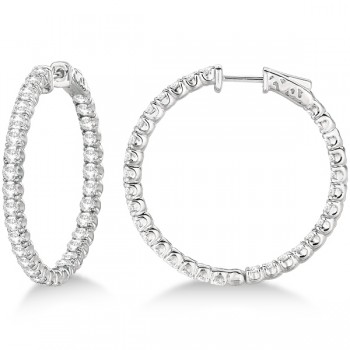 Medium Fancy Round Diamond Hoop Earrings 14k White Gold (4.50ct)