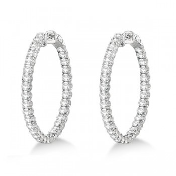 Medium Fancy Round Diamond Hoop Earrings 14k White Gold (4.50ct)