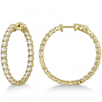 Fancy Medium Round Diamond Hoop Earrings 14k Yellow Gold (5.25ct)