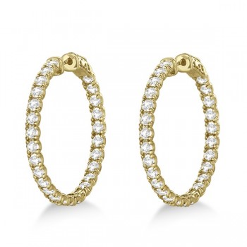 Fancy Medium Round Diamond Hoop Earrings 14k Yellow Gold (5.25ct)