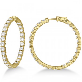 Prong-Set Large Diamond Hoop Earrings 14k Yellow Gold (8.01ct)