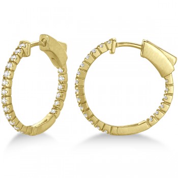 Unique Thin Small Diamond Hoop Earrings 14k Yellow Gold (0.50 ct)