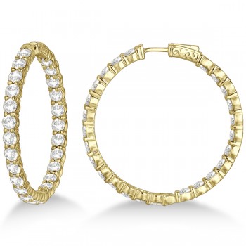 Fancy Prong-Set Large Diamond Hoop Earrings 14k Yellow Gold (10.00ct)