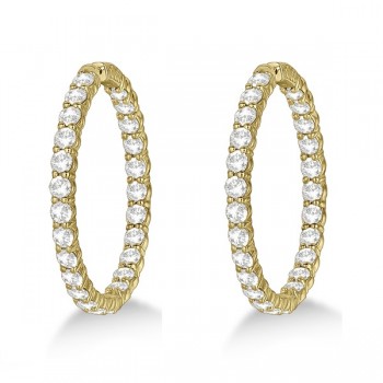 Fancy Prong-Set Large Diamond Hoop Earrings 14k Yellow Gold (10.00ct)