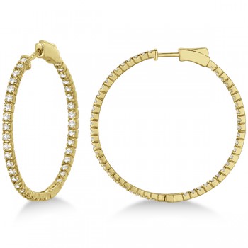 Stylish Large Round Diamond Hoop Earrings 14k Yellow Gold (2.00ct)