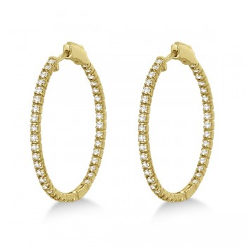 Stylish Large Round Diamond Hoop Earrings 14k Yellow Gold (2.00ct)