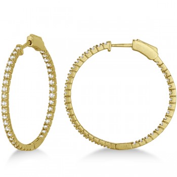 Medium Thin Round Diamond Hoop Earrings 14k Yellow Gold (1.50ct)