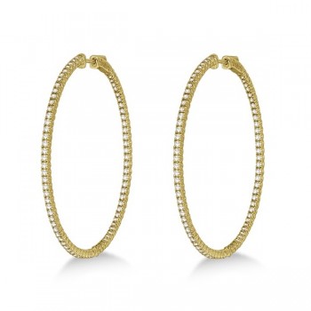 Unique X-Large Diamond Hoop Earrings 14k Yellow Gold (3.00ct)