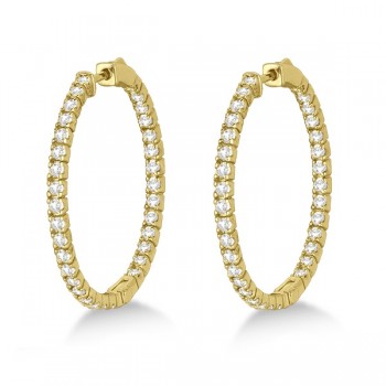 Large Round Lab Grown Diamond Hoop Earrings 14k Yellow Gold (2.05ct)