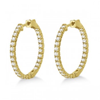 Medium Round Lab Grown Diamond Hoop Earrings 14k Yellow Gold (1.55ct)