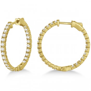 Medium Round Diamond Hoop Earrings 14k Yellow Gold (1.55ct)