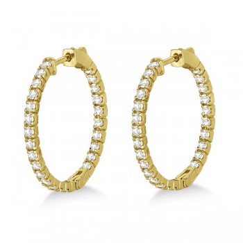 Medium Round Diamond Hoop Earrings 14k Yellow Gold (1.55ct)