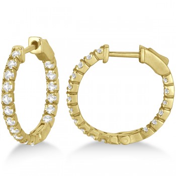 Fancy Small Round Lab Grown Diamond Hoop Earrings 14k Yellow Gold (1.00ct)
