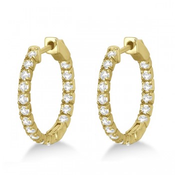 Fancy Small Round Lab Grown Diamond Hoop Earrings 14k Yellow Gold (1.00ct)