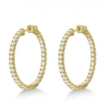 Large Round Diamond Hoop Earrings 14k Yellow Gold (3.25ct)