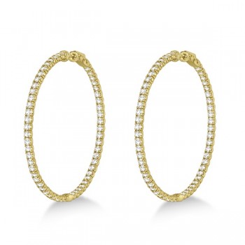 Stylish Large Round Diamond Hoop Earrings 14k Yellow Gold (7.75ct)