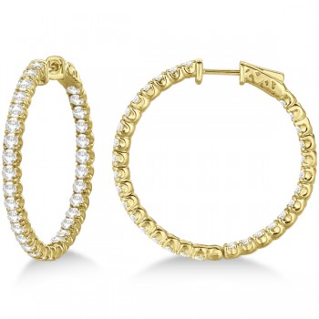 Medium Fancy Round Diamond Hoop Earrings 14k Yellow Gold (4.50ct)