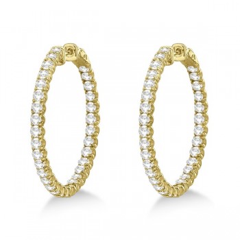 Medium Fancy Round Diamond Hoop Earrings 14k Yellow Gold (4.50ct)