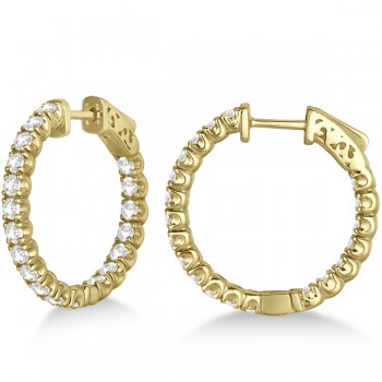 Small Fancy Round Diamond Hoop Earrings 14k Yellow Gold (2.75ct)