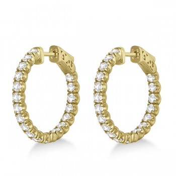 Small Fancy Round Diamond Hoop Earrings 14k Yellow Gold (2.75ct)