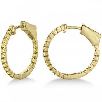 Thin Yellow Canary Diamond Hoop Earrings 14K Yellow Gold (0.50ct)