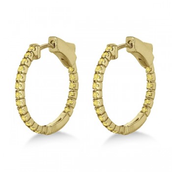 Thin Yellow Canary Diamond Hoop Earrings 14K Yellow Gold (0.50ct)
