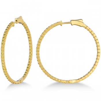 Large Yellow Canary Diamond Hoop Earrings 14k Yellow Gold (2.00ct)