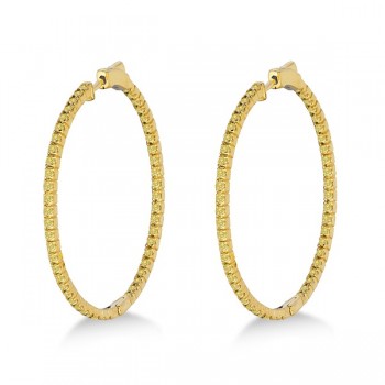 Large Yellow Canary Diamond Hoop Earrings 14k Yellow Gold (2.00ct)