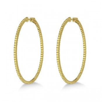 X-Large Yellow Canary Diamond Hoop Earrings 14k Yellow Gold (3.00ct)