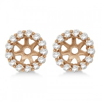 Round Diamond Earring Jackets for 5mm Studs 14K Rose Gold (0.50ct)