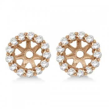 Round Diamond Earring Jackets for 7mm Studs 14K Rose Gold (0.58ct)