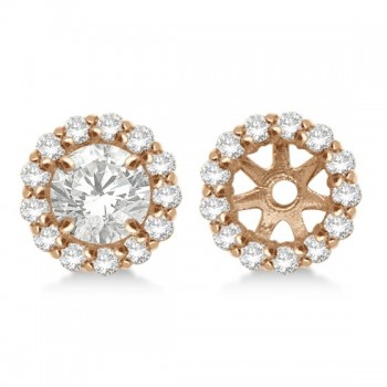 Round Diamond Earring Jackets for 8mm Studs 14K Rose Gold (0.64ct)