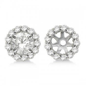 Round Diamond Earring Jackets for 5mm Studs 14K White Gold (0.50ct)