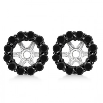 Round Cut Fancy Black Diamond Earring Jackets 14k White Gold (1.00ct)