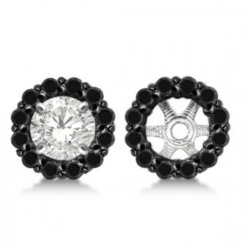 Round Cut Fancy Black Diamond Earring Jackets 14k White Gold (0.35ct)