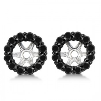 Round Cut Fancy Black Diamond Earring Jackets 14k White Gold (0.50ct)