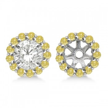 Round Yellow Diamond Earring Jackets for 5mm Studs 14K W. Gold (0.50ct)