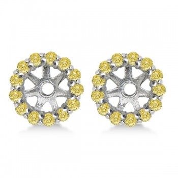 Round Yellow Diamond Earring Jackets for 5mm Studs 14K W. Gold (0.50ct)