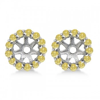Round Yellow Diamond Earring Jackets for 7mm Studs 14K W. Gold (0.58ct)