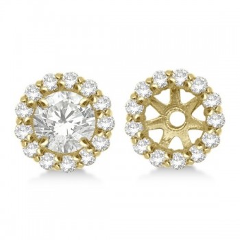 Round Diamond Earring Jackets for 4mm Studs 14K Yellow Gold (0.35ct)