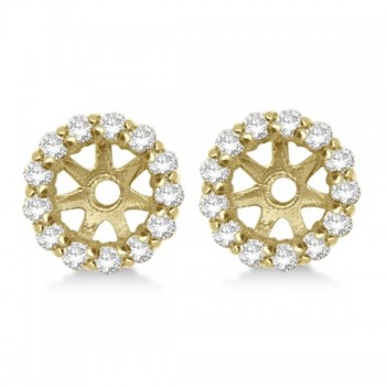 Round Diamond Earring Jackets for 4mm Studs 14K Yellow Gold (0.35ct)