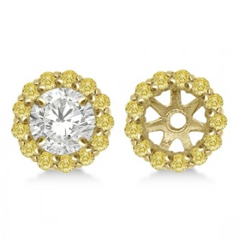 Round Yellow Diamond Earring Jackets for 6mm Studs 14K Y. Gold (0.55ct)