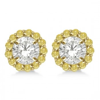 Round Yellow Diamond Earring Jackets for 8mm Studs 14K Y. Gold (0.64ct)