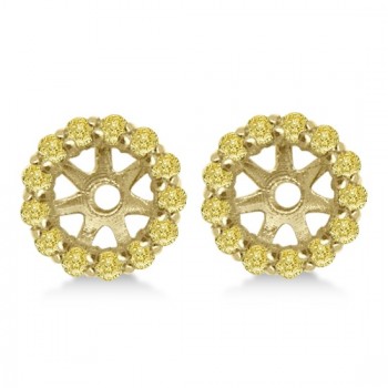 Round Yellow Diamond Earring Jackets for 9mm Studs 14K Y. Gold  (0.75ct)