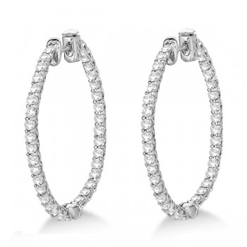Large Oval-Shaped Diamond Hoop Earrings 14k White Gold (3.51ct)