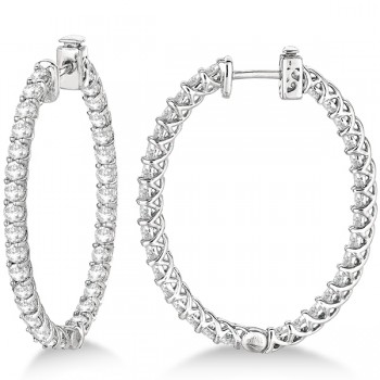 Lucida Oval-Shaped Diamond Hoop Earrings 14k White Gold (4.52ct)